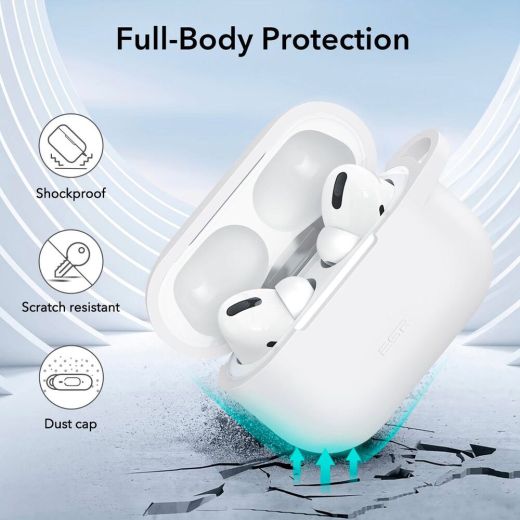 Защитный чехол ESR Case with Keychain Silicone Cover White для AirPods Pro 2022