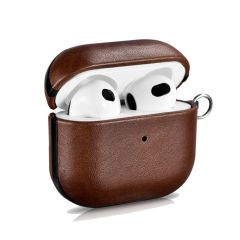 Кожаный чехол i-Carer Genuine Leather Case with Metal Hook Brown для  AirPods 3