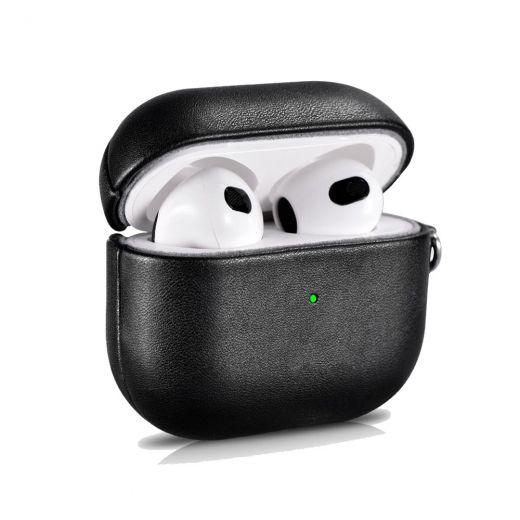 Кожаный чехол i-Carer PU Leather Case with Wrist Strap Black для AirPods 3