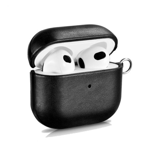 Шкіряний чохол i-Carer Genuine Leather Case with Metal Hook Black для  AirPods 3