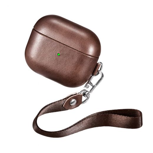 Кожаный чехол i-Carer Genuine Leather Case with Wrist Strap Brown для AirPods 3