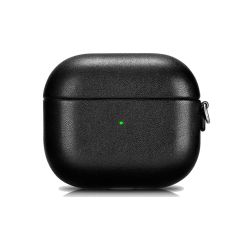 Кожаный чехол i-Carer PU Leather Case with Wrist Strap Black для AirPods 3