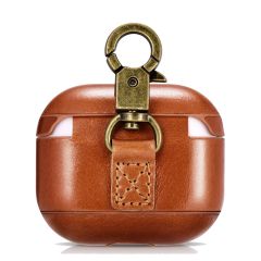 Кожаный чехол i-Carer Vintage Leather Case with The Metal Hook Brown для AirPods 3