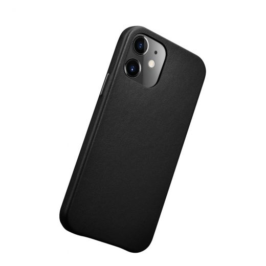 Кожаный чехол i-Carer Black для iPhone 12 | 12 Pro