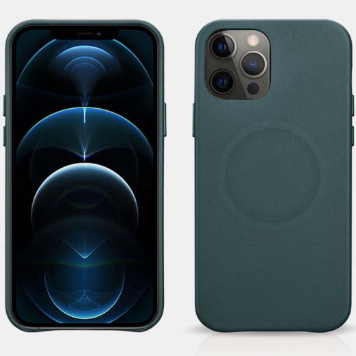 Кожаный чехол iCarer Green для iPhone 12 Pro Max