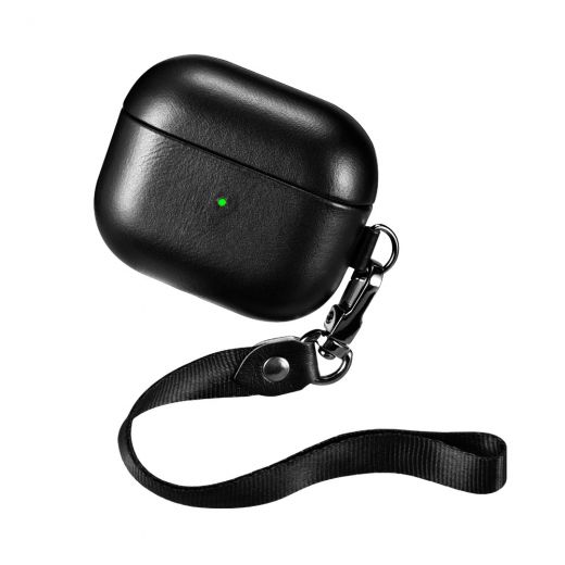 Шкіряний чохол i-Carer Genuine Leather Case with Wrist Strap Black для AirPods 3