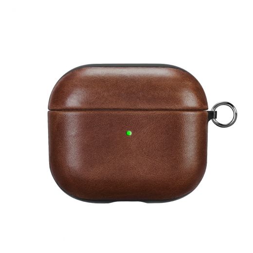 Шкіряний чохол i-Carer Genuine Leather Case with Metal Hook Brown для  AirPods 3