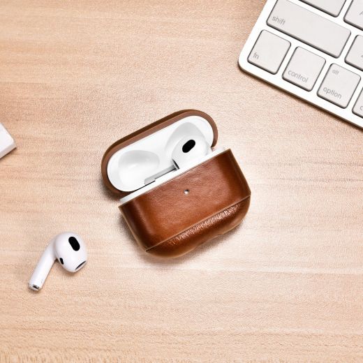 Кожаный чехол i-Carer Vintage Leather Case Brown для AirPods 3