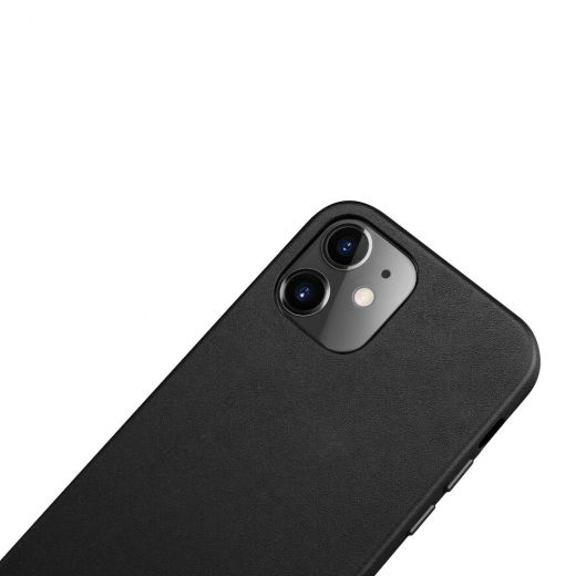 Кожаный чехол i-Carer Original Black для iPhone 12 | 12 Pro