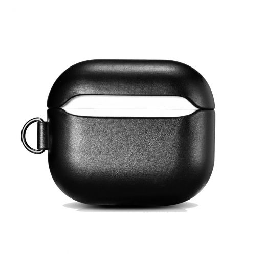 Кожаный чехол i-Carer Genuine Leather Case with Wrist Strap Black для AirPods 3