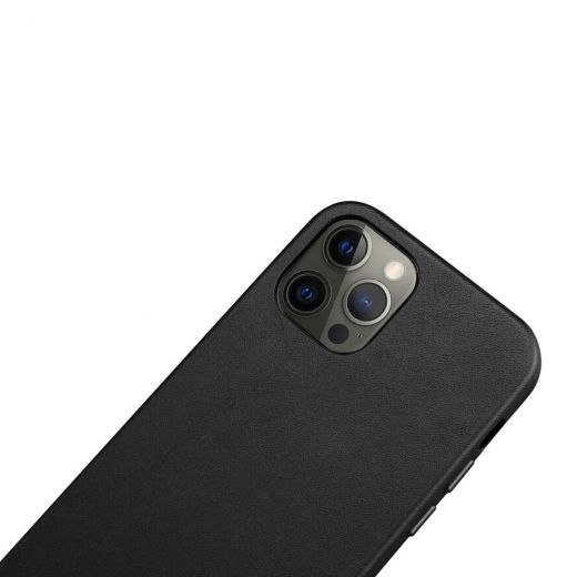 Кожаный чехол i-Carer Original Black для iPhone 12 | 12 Pro