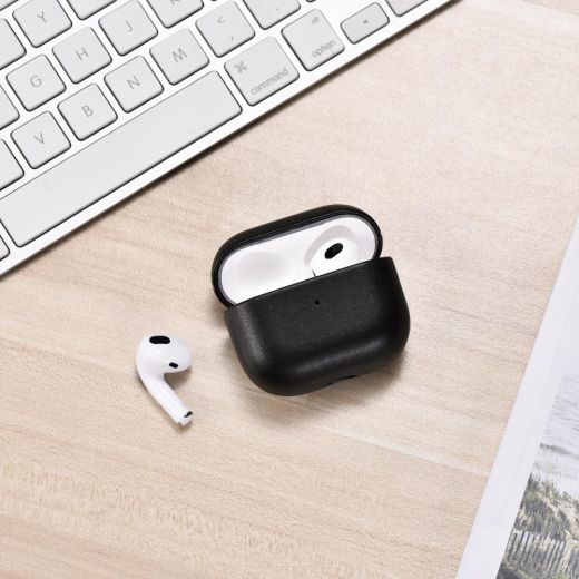 Шкіряний чохол i-Carer PU Leather Full Edge Case Black для AirPods 3