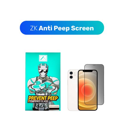 Захисне скло антишпигун ZK 2.5D Anti Peep 0.26mm [+ задня плівка у комплекті] Black для iPhone 12 mini