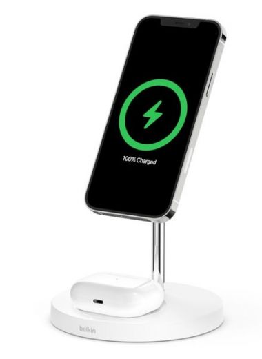 Беспроводная зарядка Belkin MagSafe iPhone 12 White 2-in-1 Wireless Charger (WIZ010VFWH)