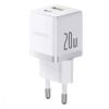Швидка зарядка Baseus Palm Type-C+USB 20W White (P10111608213-00)															