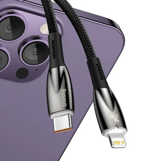 Кабель Baseus Glimmer Series Fast Charge USB-C to Lightning 1 метр Black (CADH000001)