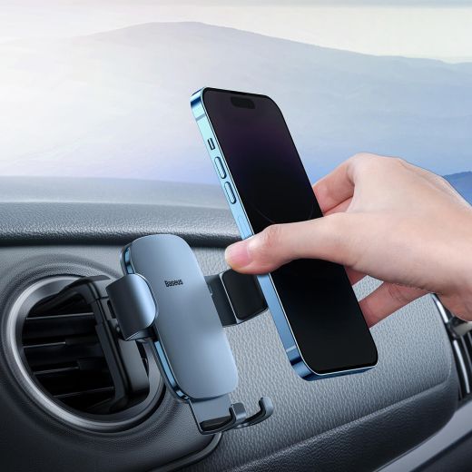 Тримач для телефону в машину Baseus Metal AgeⅡ Gravity Car Mount (Round Air Vent Version) Dark grey (SUJS030013)