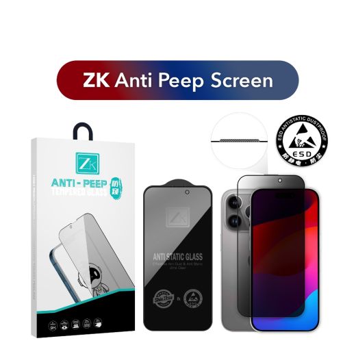 Защитное стекло антишпион ZK 2.5D Anti Peep 0.26mm для iPhone 16 | 15