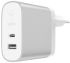 Сетевое зарядное устройство Belkin Home Charger 27W Power Delivery USB-C 3.0A, 12w USB-A 2.4A, Silver (F7U061VF-SLV)