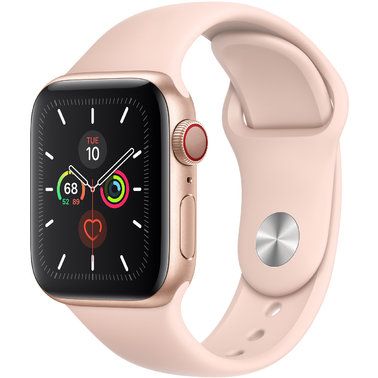 Apple Watch Series 5 GPS + Cellular 40mm Gold Aluminum Case with Pink Sand Sport Band (MWWP2, MWX22)