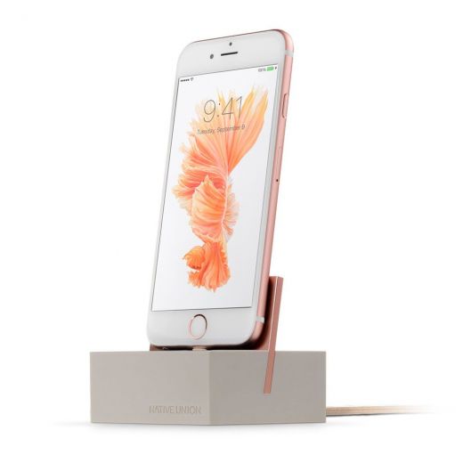 Док-станція Native Union Dock+Lightning Stone/Rose Gold (DOCK+-IP-CABLE-STO) для iPhone/iPad/iPod