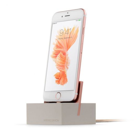 Док-станция Native Union Dock+Lightning Stone/Rose Gold (DOCK+-IP-CABLE-STO) для iPhone/iPad/iPod