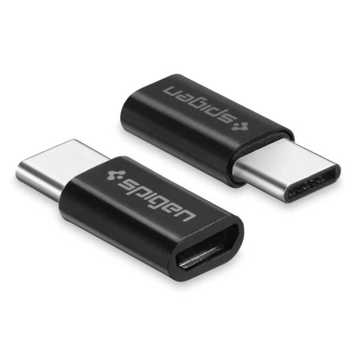Адаптер Spigen Essential CAMC2 Micro-USB to USB-C Black (000AD20792)