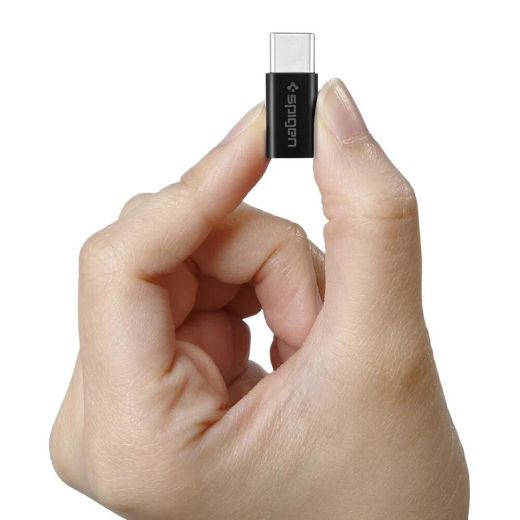 Адаптер Spigen Essential CAMC2 Micro-USB to USB-C Black (000AD20792)