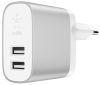 Сетевое зарядное устройство Belkin Home Charger 24W DUAL USB 4.8A, Silver (F7U049VFSLV)