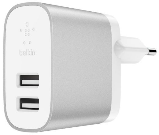 Сетевое зарядное устройство Belkin Home Charger 24W DUAL USB 4.8A, Silver (F7U049VFSLV)