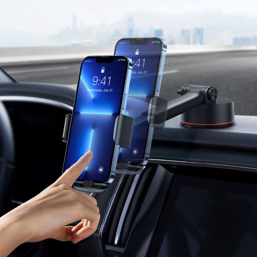 Тримач для телефону в машину Baseus Easy Control Clamp Car Mount Holder Pro (Suction Cup Version) Black (SUYK020001)