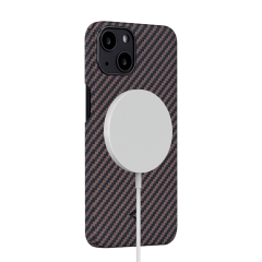 Карбоновый чехол Pitaka MagEZ Case 2 Black/RoseGold (Twill) для iPhone 13 (KI1306M)