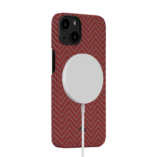 Карбоновый чехол Pitaka MagEZ Case 2 Red/Orange (Herringbone) для iPhone 13 (KI1307M)