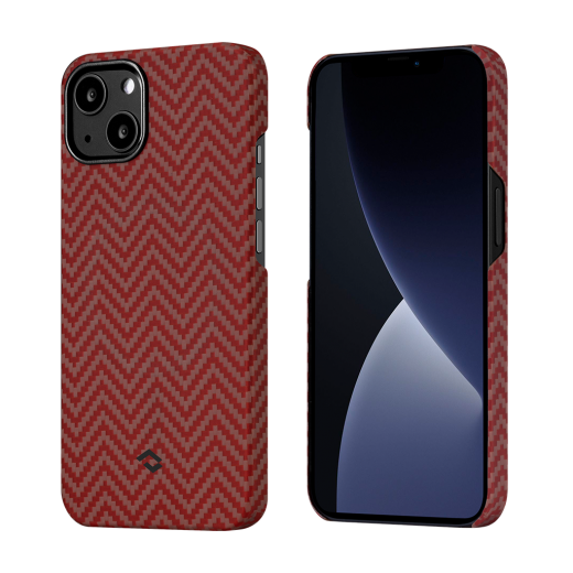 Карбоновый чехол Pitaka MagEZ Case 2 Red/Orange (Herringbone) для iPhone 13 mini