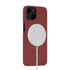Карбоновий чохол Pitaka MagEZ Case 2 Red/Orange (Herringbone) для iPhone 13 mini