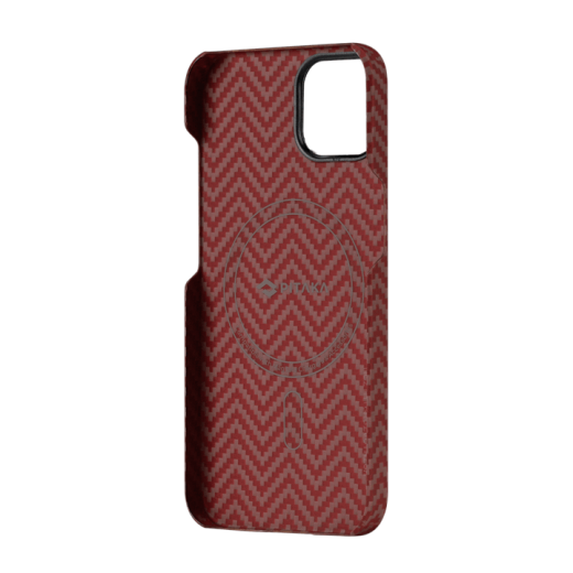 Карбоновый чехол Pitaka MagEZ Case 2 Red/Orange (Herringbone) для iPhone 13 mini