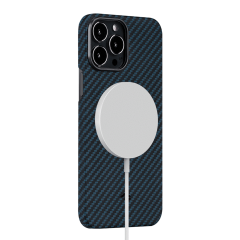 Карбоновый чехол Pitaka MagEZ Case 2 Black/Blue (Twill) для iPhone 13 Pro Max (KI1308PM)