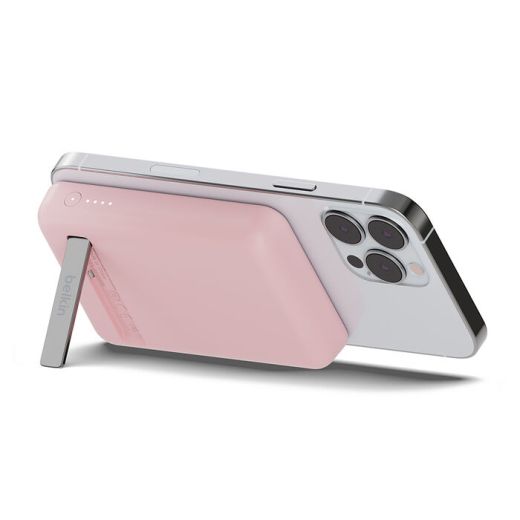 Зовнішній акумулятор з бездротовою зарядкою Belkin Magnetic Wireless Power Bank 5K + Stand Blush Pink (BBC010-PK)