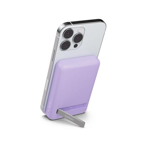 Зовнішній акумулятор з бездротовою зарядкою Belkin Magnetic Wireless Power Bank 5K + Stand Lavender Purple (BBC010-PU)