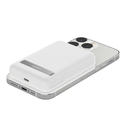 Павербанк (Зовнішній акумулятор) з бездротовою зарядкою Belkin Magnetic Wireless Power Bank 5000мАг + Stand White (BPD004btWT)