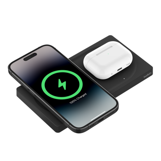 Бездротова зарядка Belkin BoostCharge Pro 2 в 1 Wireless Charging Pad with MagSafe 15W Black (WIZ019ttBK)