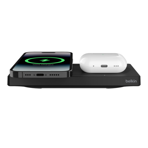 Бездротова зарядка Belkin BoostCharge Pro 2 в 1 Wireless Charging Pad with MagSafe 15W Black (WIZ019ttBK)