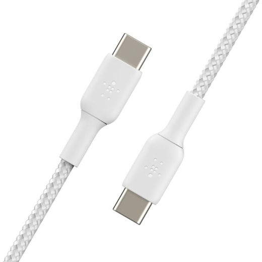 Кабель Belkin BoostCharge Braided USB-C to USB-C Cable 60W 2 метра White (CAB004bt2MWH)