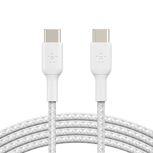 Кабель Belkin BoostCharge Braided USB-C to USB-C Cable 60W 2 метра White (CAB004bt2MWH)