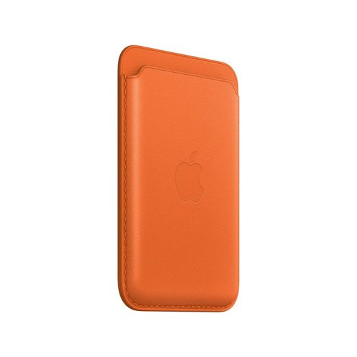 Кожаный чехол-кошелек с локатором Apple Leather Wallet with MagSafe Orange (MPPY3) для iPhone 12 | 13 | 14