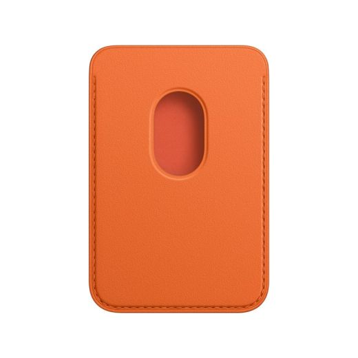 Кожаный чехол-кошелек с локатором Apple Leather Wallet with MagSafe Orange (MPPY3) для iPhone 12 | 13 | 14