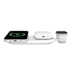 Бездротова зарядка Belkin BoostCharge Pro 3 в 1 Magnetic Wireless Charging Pad with Qi2 15W White (WIZ022ttWH)