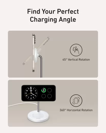 Бездротова зарядка Anker MagGo Wireless Charger Stand 2 в 1 White