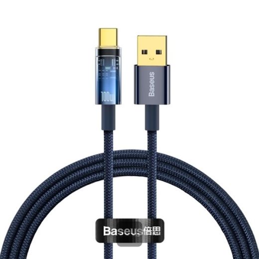 Кабель Baseus Explorer Series Auto Power Off USB-A to Type-C Cable 100W 1м Blue (CATS000203)