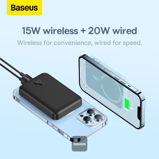 Повербанк Baseus Power Bank 10000mAh Magnetic Wireless Fast Charging 20W Black (PPCX030001)